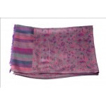 Silk Pashmina Stole / Scarf in Purple Color with Floral design Size 70*30
